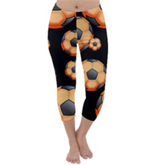Wallpaper Ball Pattern Orange Capri Winter Leggings 