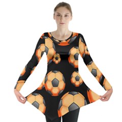 Wallpaper Ball Pattern Orange Long Sleeve Tunic 