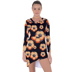 Wallpaper Ball Pattern Orange Asymmetric Cut-out Shift Dress