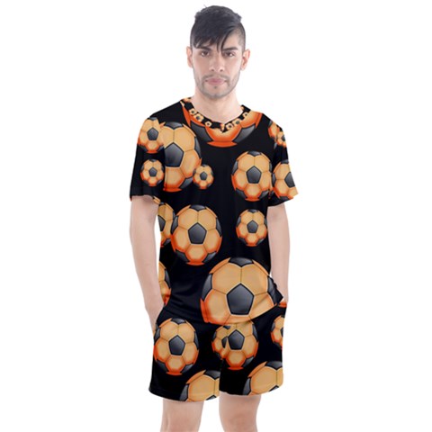 Wallpaper Ball Pattern Orange Men s Mesh Tee And Shorts Set by Alisyart