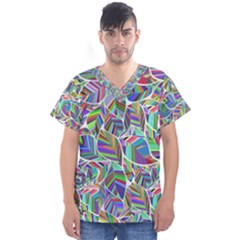 Leaves Leaf Nature Ecological Men s V-neck Scrub Top