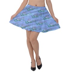 Waterlily Lotus Flower Pattern Lily Velvet Skater Skirt