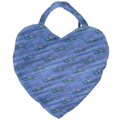 Waterlily Lotus Flower Pattern Lily Giant Heart Shaped Tote by Alisyart