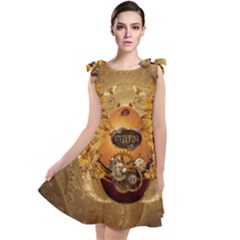 Awesome Steampunk Easter Egg With Flowers, Clocks And Gears Tie Up Tunic Dress by FantasyWorld7