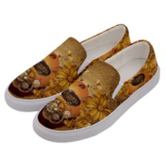 Awesome Steampunk Easter Egg With Flowers, Clocks And Gears Men s Canvas Slip Ons by FantasyWorld7