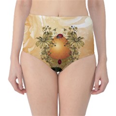 Wonderful Easter Egg With Flowers And Snail Classic High-waist Bikini Bottoms by FantasyWorld7