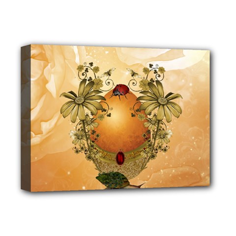 Wonderful Easter Egg With Flowers And Snail Deluxe Canvas 16  X 12  (stretched)  by FantasyWorld7