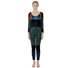 Ornament Fractal Pattern Background Long Sleeve Catsuit