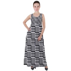 Black And White Basket Weave Empire Waist Velour Maxi Dress by retrotoomoderndesigns