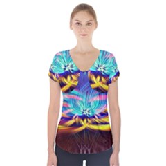 Colorful Chakra Lsd Spirituality Short Sleeve Front Detail Top by Pakrebo