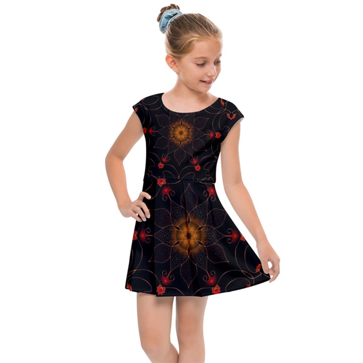 Ornament Background Tender Web Kids  Cap Sleeve Dress