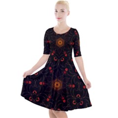 Ornament Background Tender Web Quarter Sleeve A-line Dress by Pakrebo