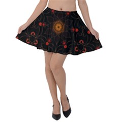 Ornament Background Tender Web Velvet Skater Skirt by Pakrebo