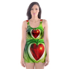 Heart Love Luck Abstract Skater Dress Swimsuit by Pakrebo