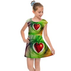 Heart Love Luck Abstract Kids  Cap Sleeve Dress by Pakrebo