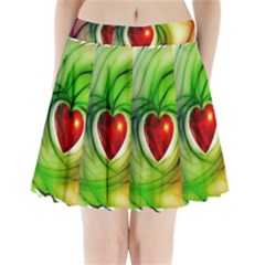 Heart Love Luck Abstract Pleated Mini Skirt by Pakrebo