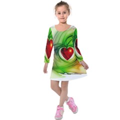 Heart Love Luck Abstract Kids  Long Sleeve Velvet Dress by Pakrebo