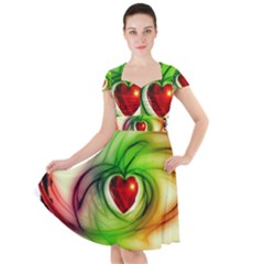 Heart Love Luck Abstract Cap Sleeve Midi Dress by Pakrebo