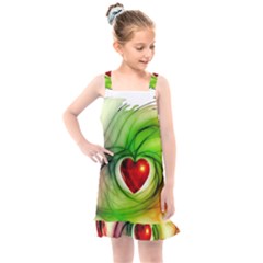 Heart Love Luck Abstract Kids  Overall Dress by Pakrebo