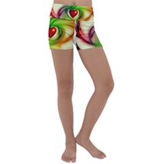 Heart Love Luck Abstract Kids  Lightweight Velour Yoga Shorts