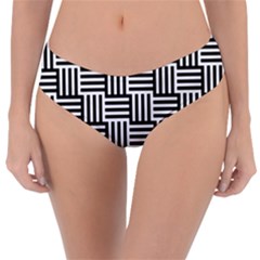 Black And White Basket Weave Reversible Classic Bikini Bottoms by retrotoomoderndesigns