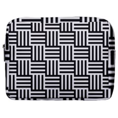 Black And White Basket Weave Make Up Pouch (large)