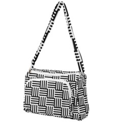 Black And White Basket Weave Front Pocket Crossbody Bag by retrotoomoderndesigns