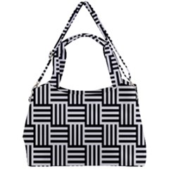 Black And White Basket Weave Double Compartment Shoulder Bag by retrotoomoderndesigns