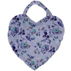 Vintage Roses Purple Giant Heart Shaped Tote by retrotoomoderndesigns