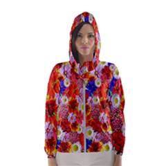 Multicolored Daisies Hooded Windbreaker (women)