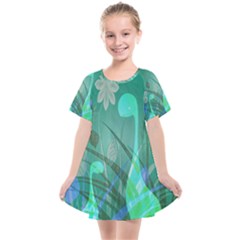 Dinosaur Family - Green - Kids  Smock Dress by WensdaiAmbrose