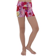 Bed Of Roses Kids  Lightweight Velour Yoga Shorts by retrotoomoderndesigns