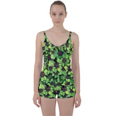 Lucky - Clover Design - Tie Front Two Piece Tankini by WensdaiAmbrose