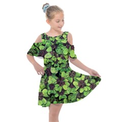 Lucky - Clover Design - Kids  Shoulder Cutout Chiffon Dress by WensdaiAmbrose