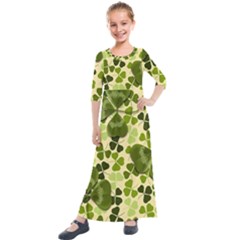 Drawn To Clovers Kids  Quarter Sleeve Maxi Dress by WensdaiAmbrose