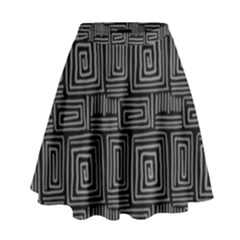 Gray Square Swirl High Waist Skirt