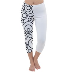 Abstract Black On White Circles Design Capri Winter Leggings  by LoolyElzayat