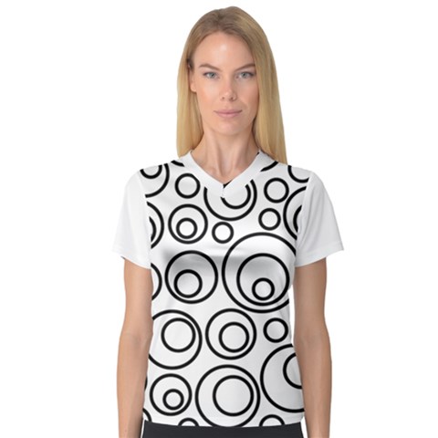 Abstract Black On White Circles Design V-neck Sport Mesh Tee by LoolyElzayat