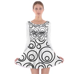 Abstract Black On White Circles Design Long Sleeve Skater Dress by LoolyElzayat