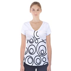 Abstract Black On White Circles Design Short Sleeve Front Detail Top by LoolyElzayat