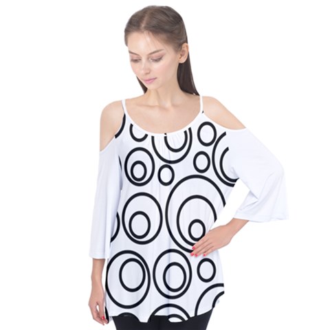 Abstract Black On White Circles Design Flutter Tees by LoolyElzayat