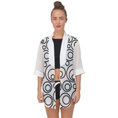 Abstract Black On White Circles Design Open Front Chiffon Kimono by LoolyElzayat