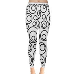 Abstract Black On White Circles Design Inside Out Leggings by LoolyElzayat