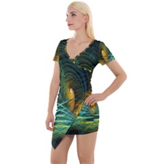 Fractal Jwildfire Scifi Short Sleeve Asymmetric Mini Dress by Pakrebo