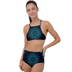 Ornament District Turquoise High Waist Tankini Set by Pakrebo