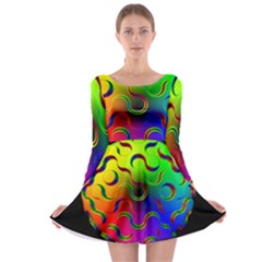 Ball Sphere Digital Art Fractals Long Sleeve Skater Dress by Pakrebo