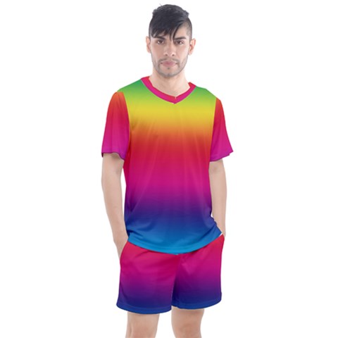 Neon Bright Rainbow Men s Mesh Tee And Shorts Set by retrotoomoderndesigns