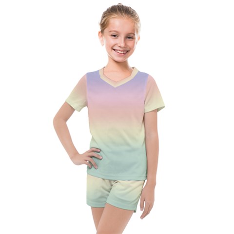 Balmy Pastel Seashore Kids  Mesh Tee And Shorts Set by retrotoomoderndesigns