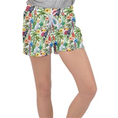 Tropical parrots pattern Women s Velour Lounge Shorts