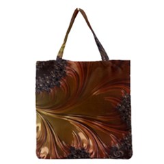 Fractal Copper Copper Color Leaf Grocery Tote Bag by Pakrebo